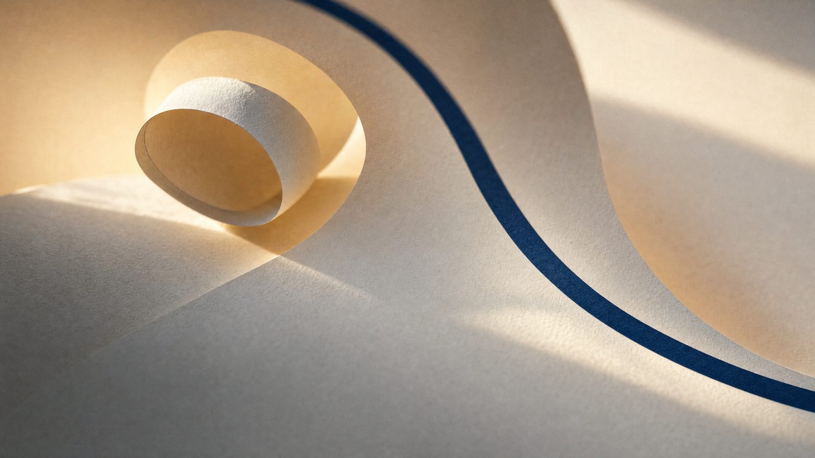 A paper spiral traced by a navy line, for using AI to market a small business