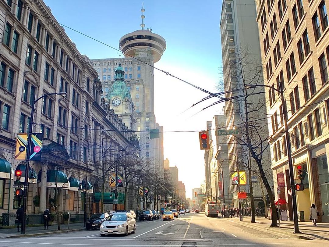 The street outside Behere Immigration Consulting in downtown Vancouver